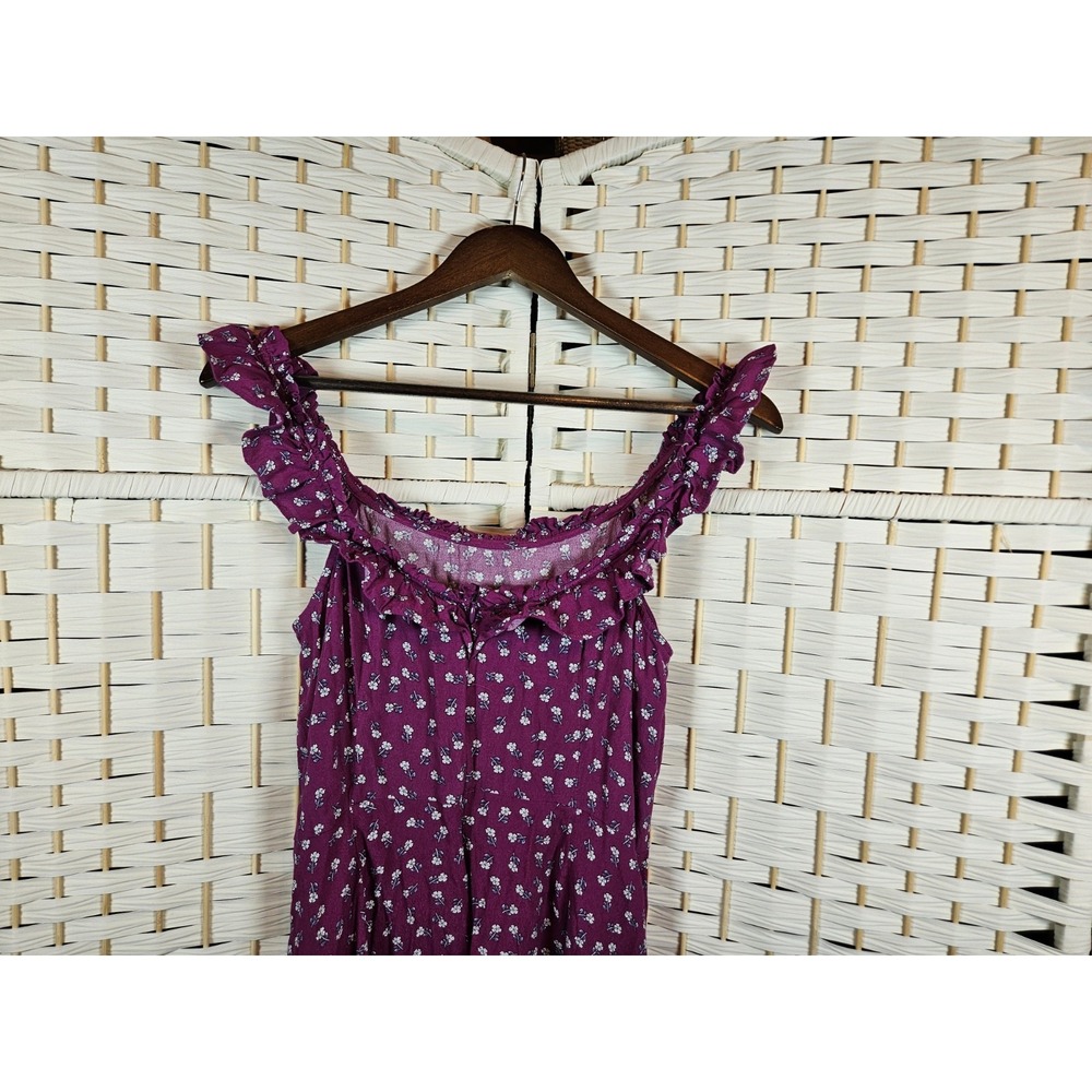 Loft Womans Long Burgundy Floral Dress Sz 10 Bloomcore Cottagecore - Picture 3 of 13